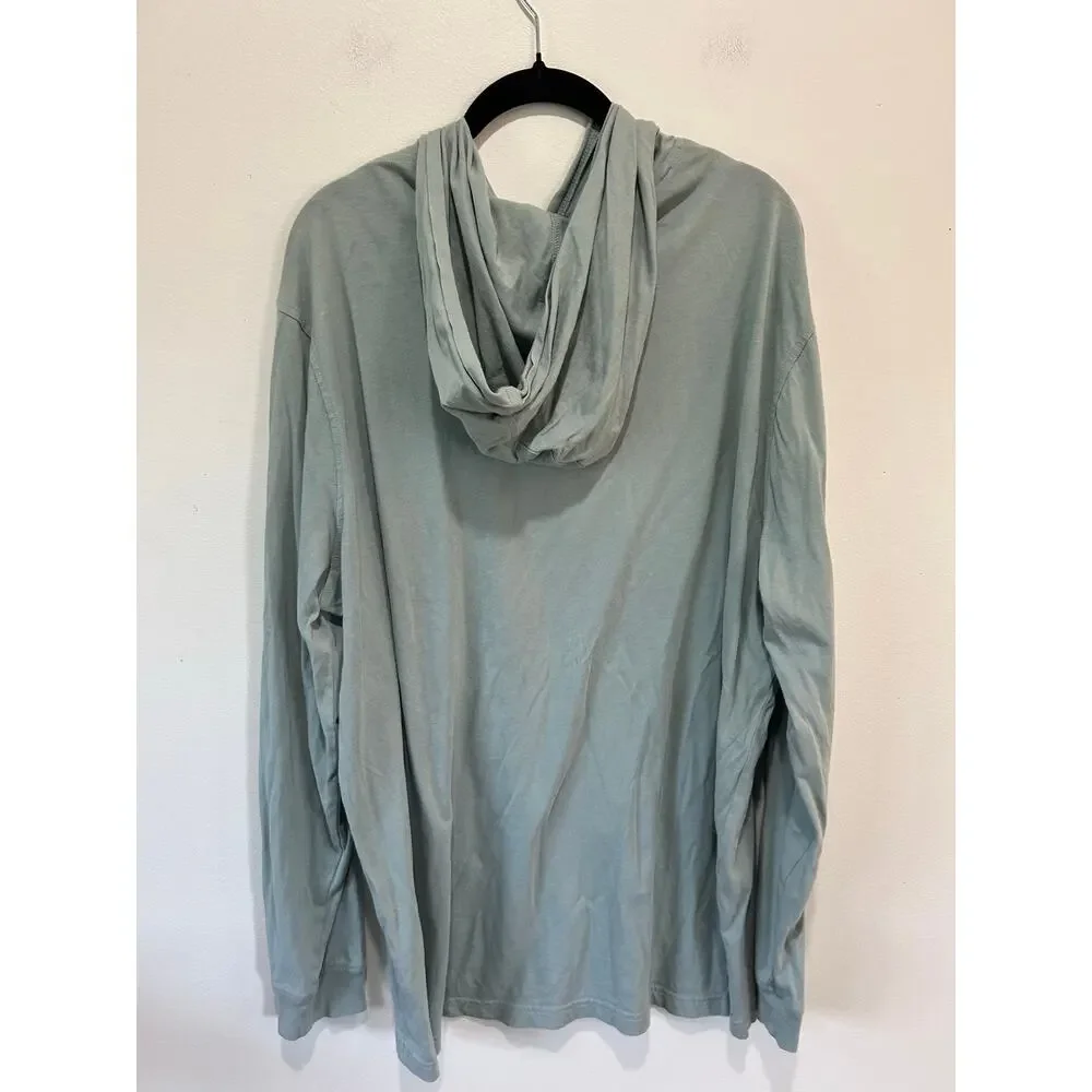 J. Crew long sleeve hooded t shirt mens XL light green some stains